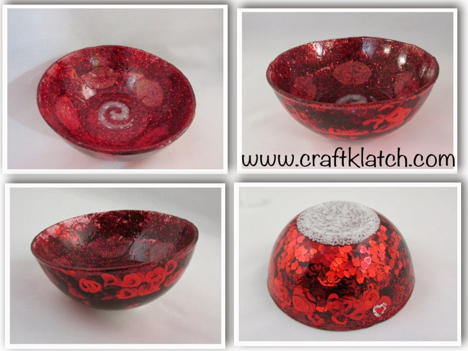Red sparkly mini resin bowl Valentine’s Day