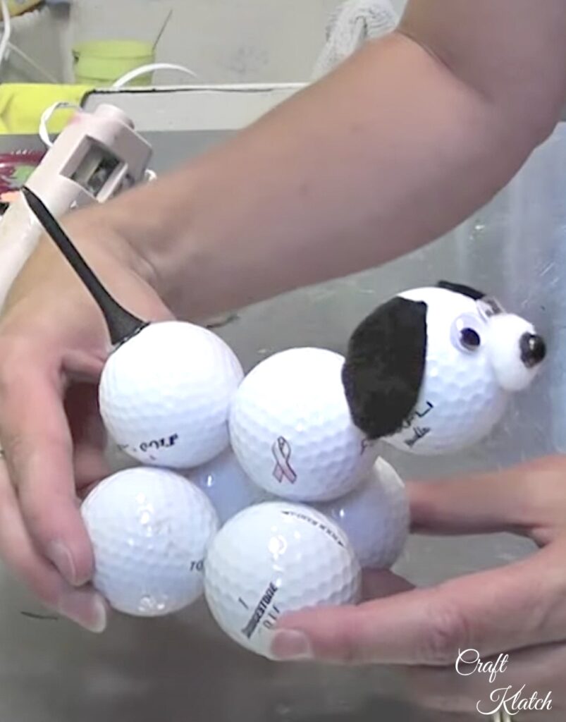 Finished golf ball dog diy