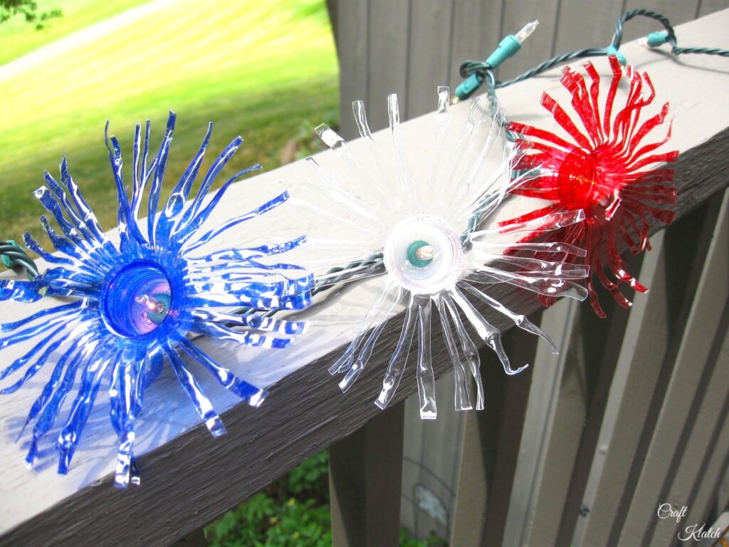 Red, white, and blue twinkle lights DIY