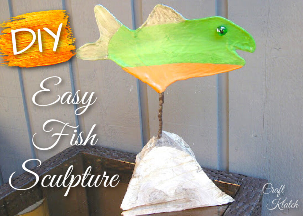 Green and orange Fish Sculpture crafts DIY