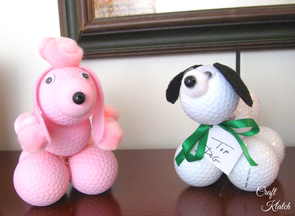 Pink golf ball poodle and white golf ball dog craft