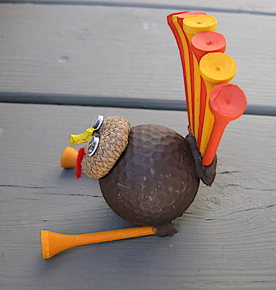 Golf ball turkey craft side view