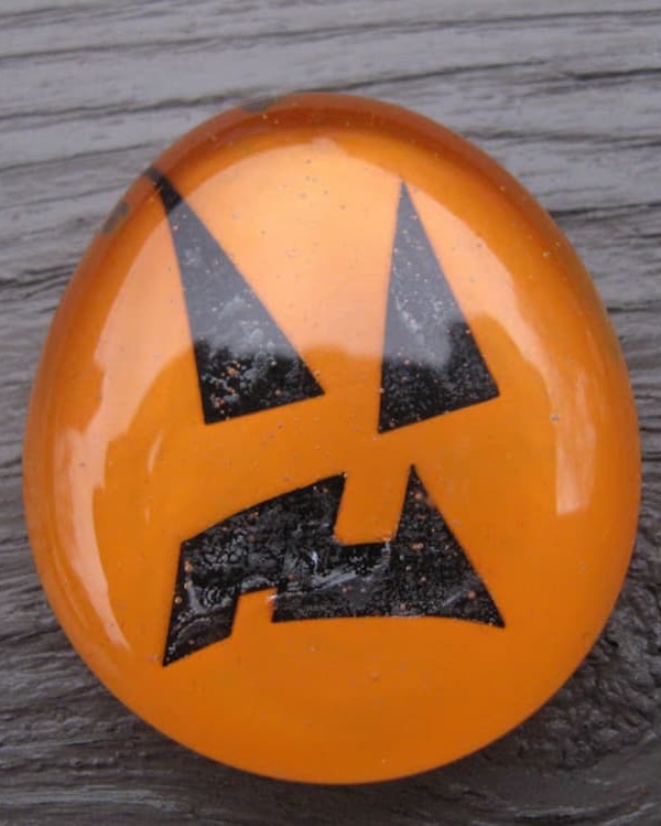 orange acrylic paint pumpkin stone