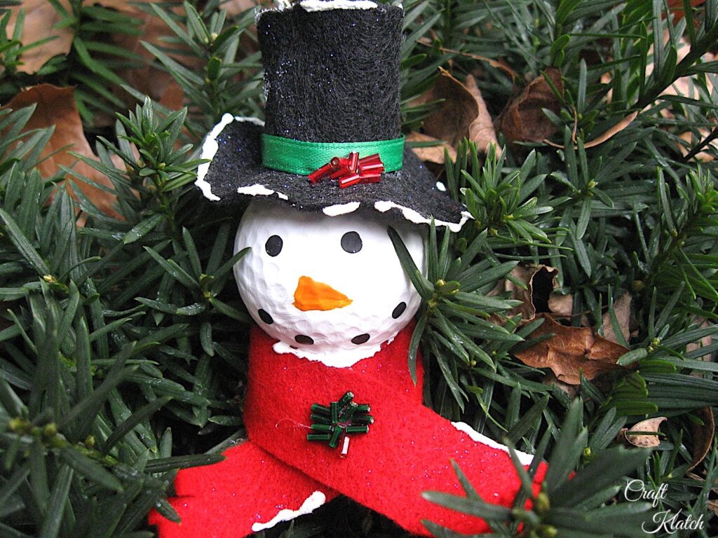 golf ball snowman Christmas tree ornament craft