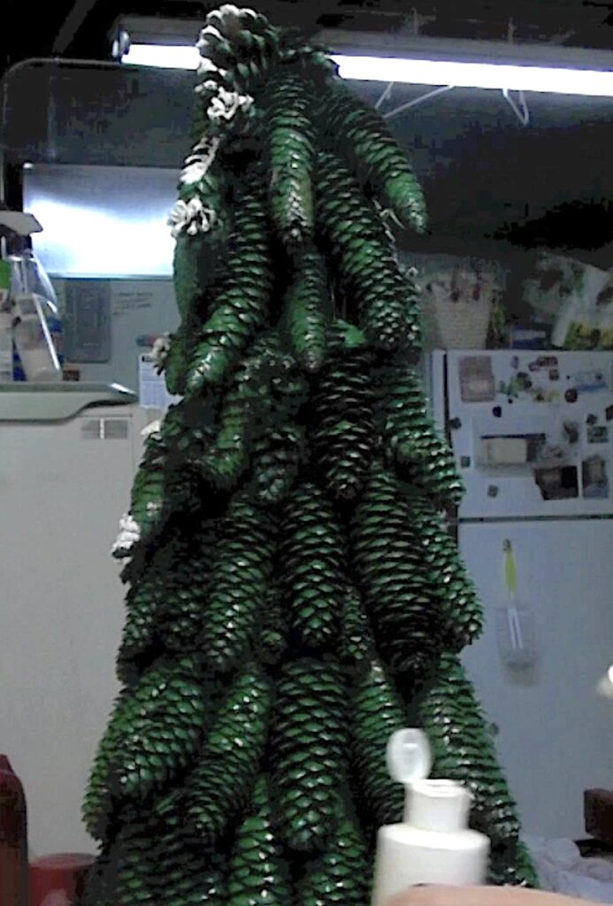 Paint the pine cone tree green