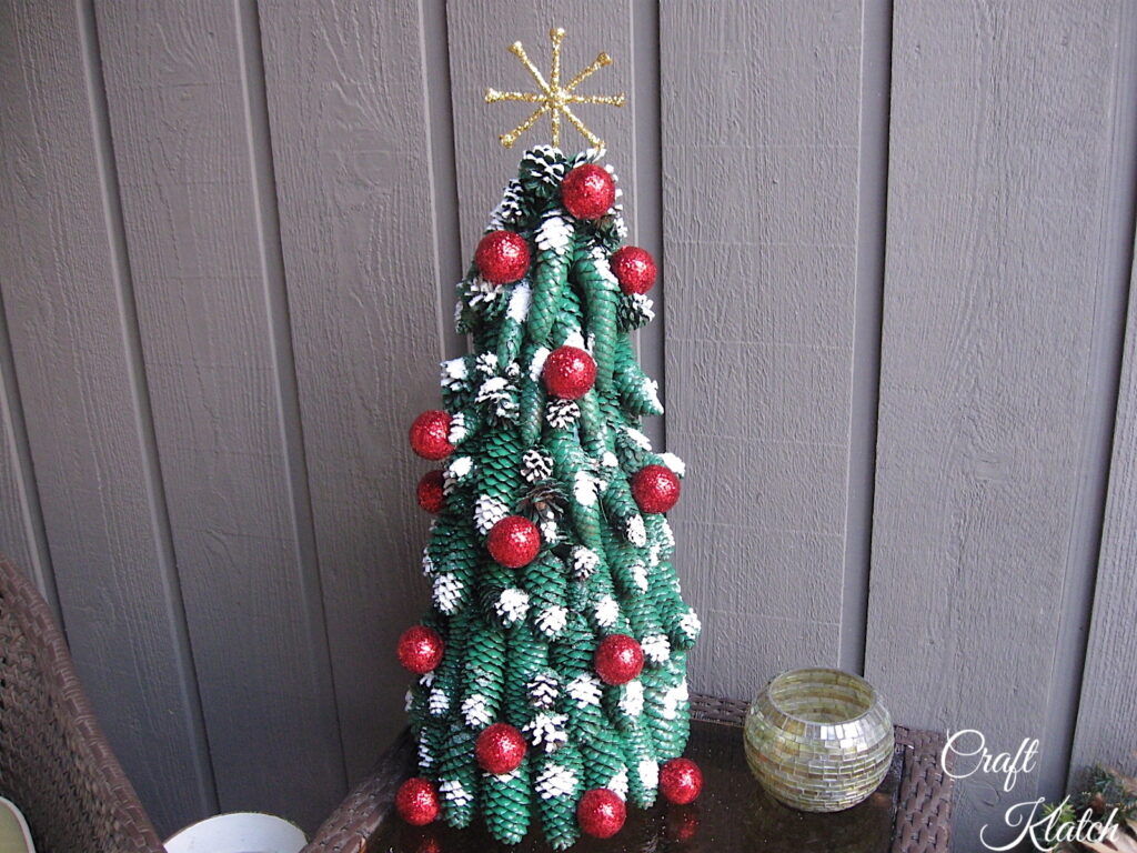 How to make a Christmas Tree out of pine cones finished project | Golf ball Christmas tree