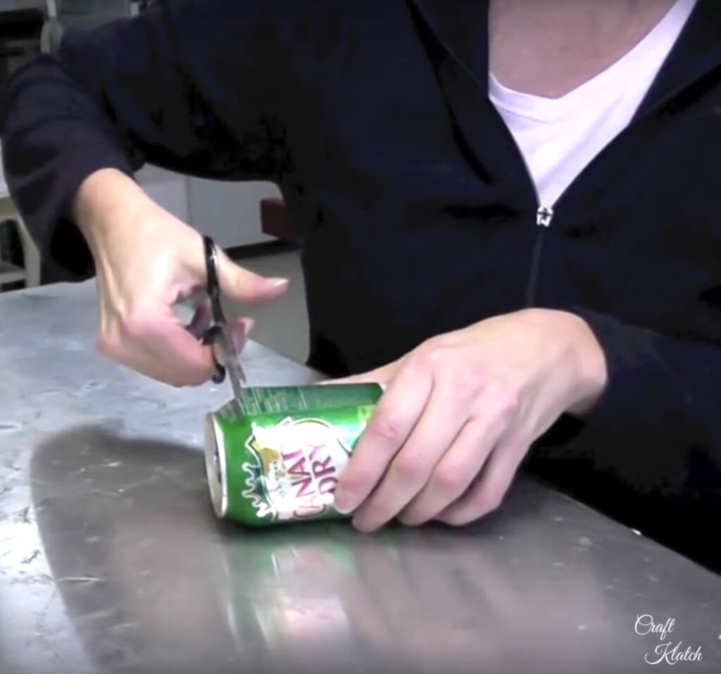 Cutting aluminum soda can