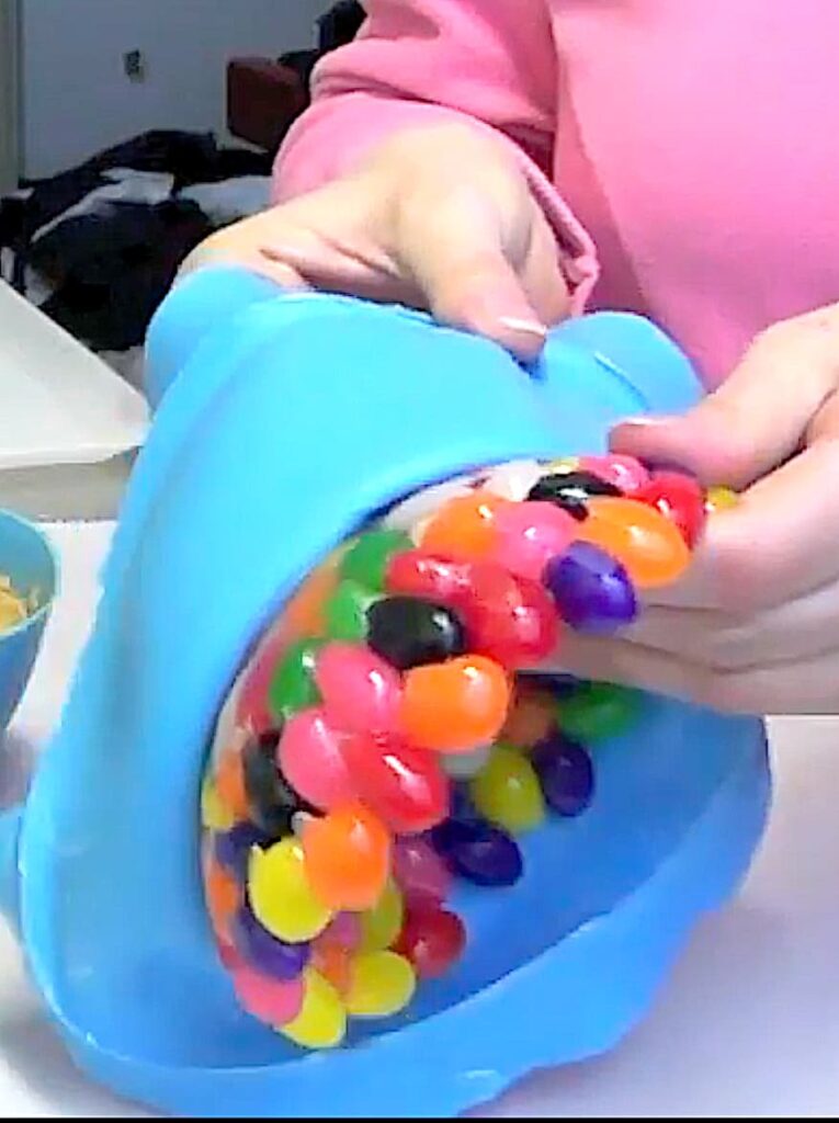 Removing the Easter candy jelly bean bowl from the mold