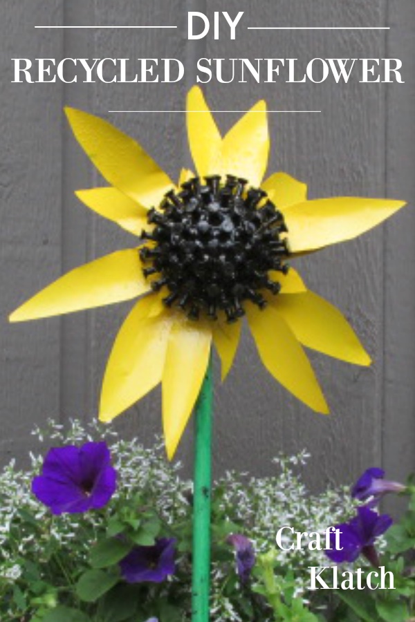 Sunflower made out of recycled materials