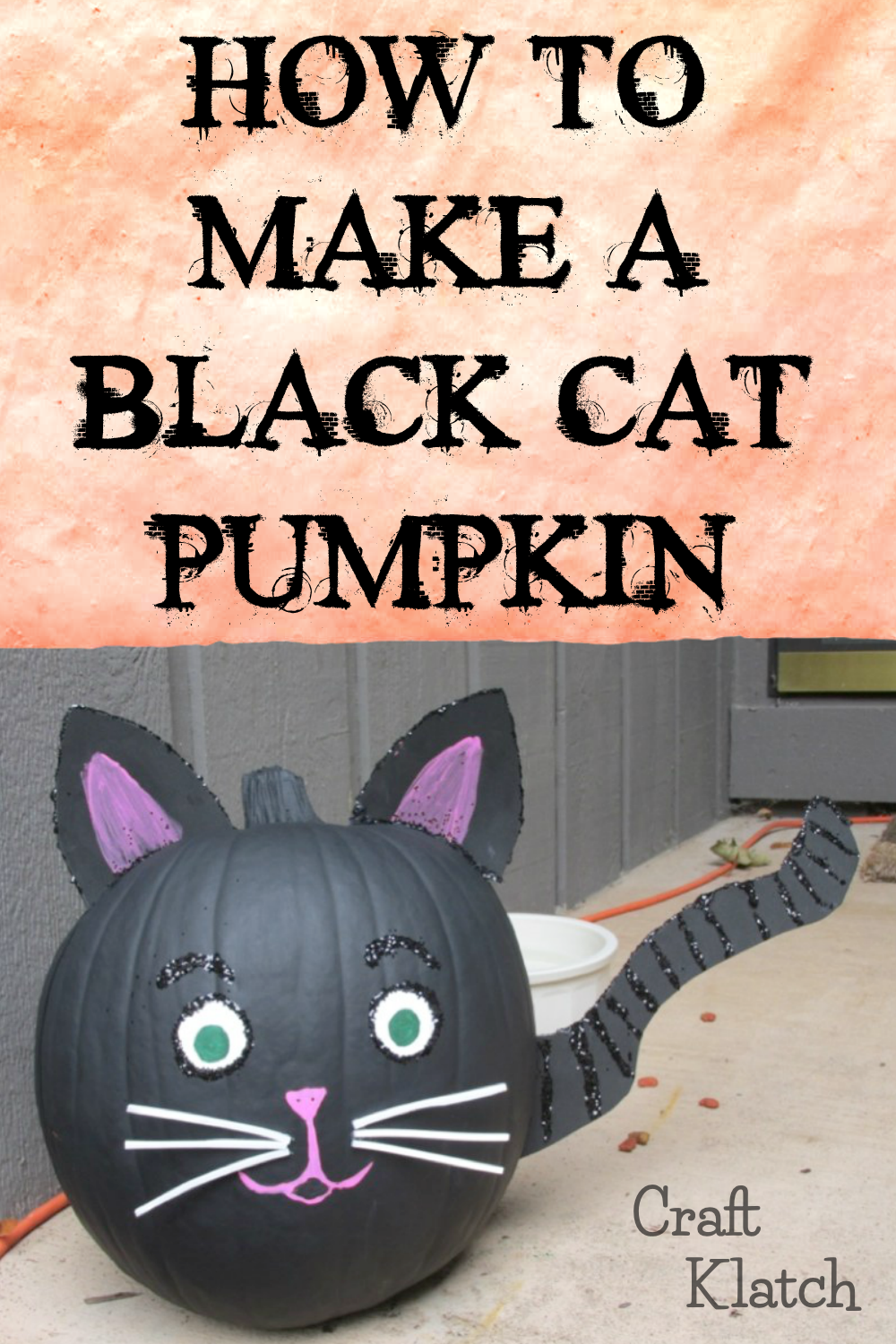 Black Cat Pumpkin Painted for Halloween - Craft Klatch