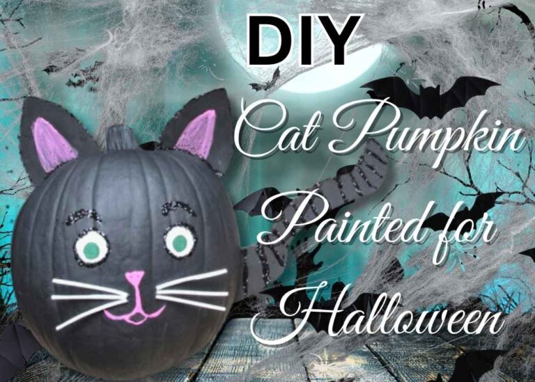 Black cat pumpkin painted for Halloween