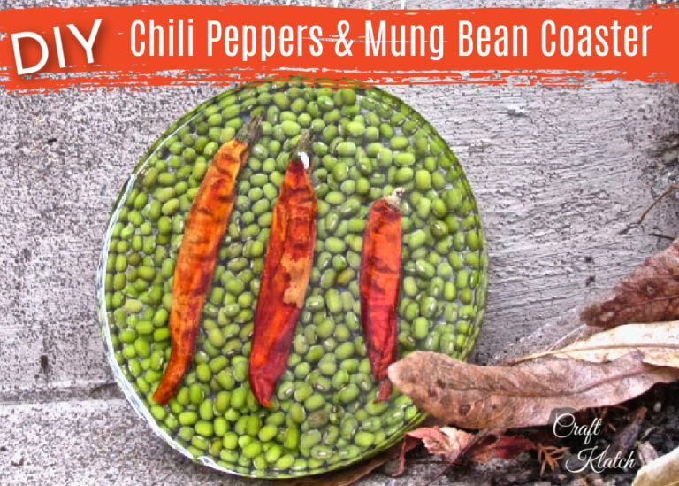DIY Chili Peppers and Mung bean resin coaster