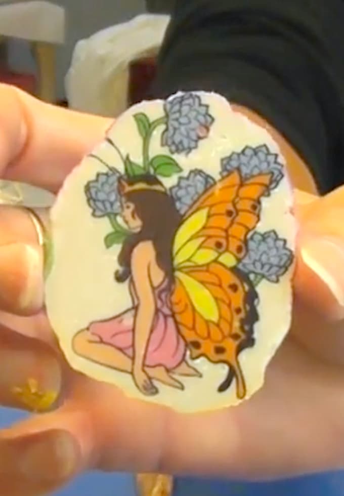 Finished DIY clay jewelry image transfer to clay