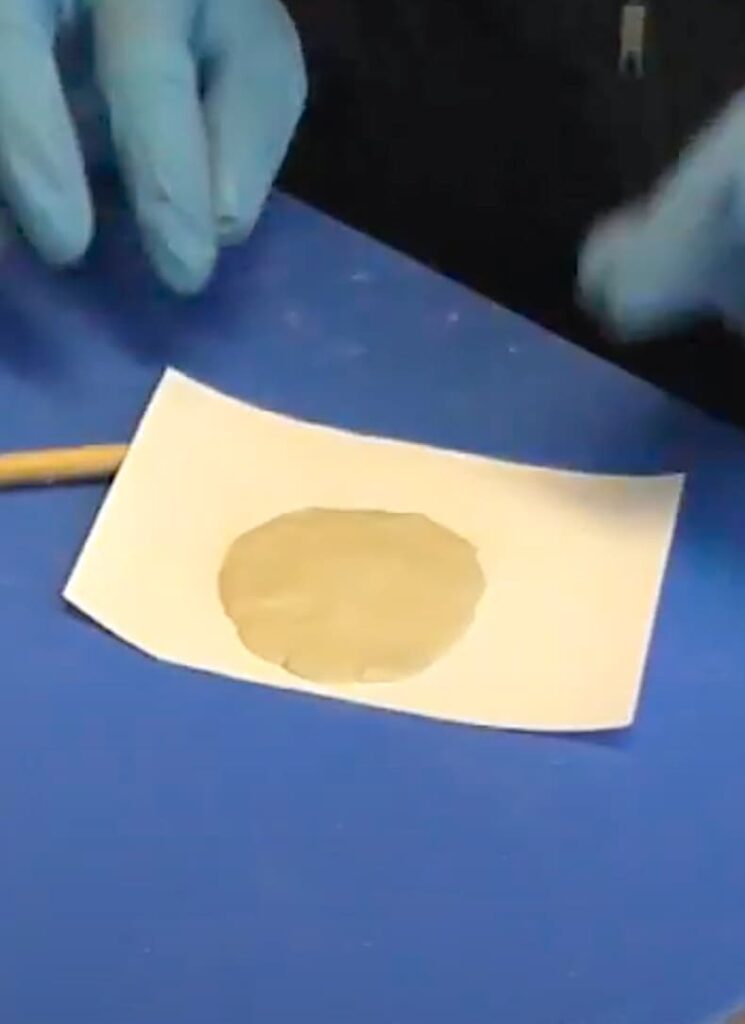 Epoxy clay squished on the clay for image transfer