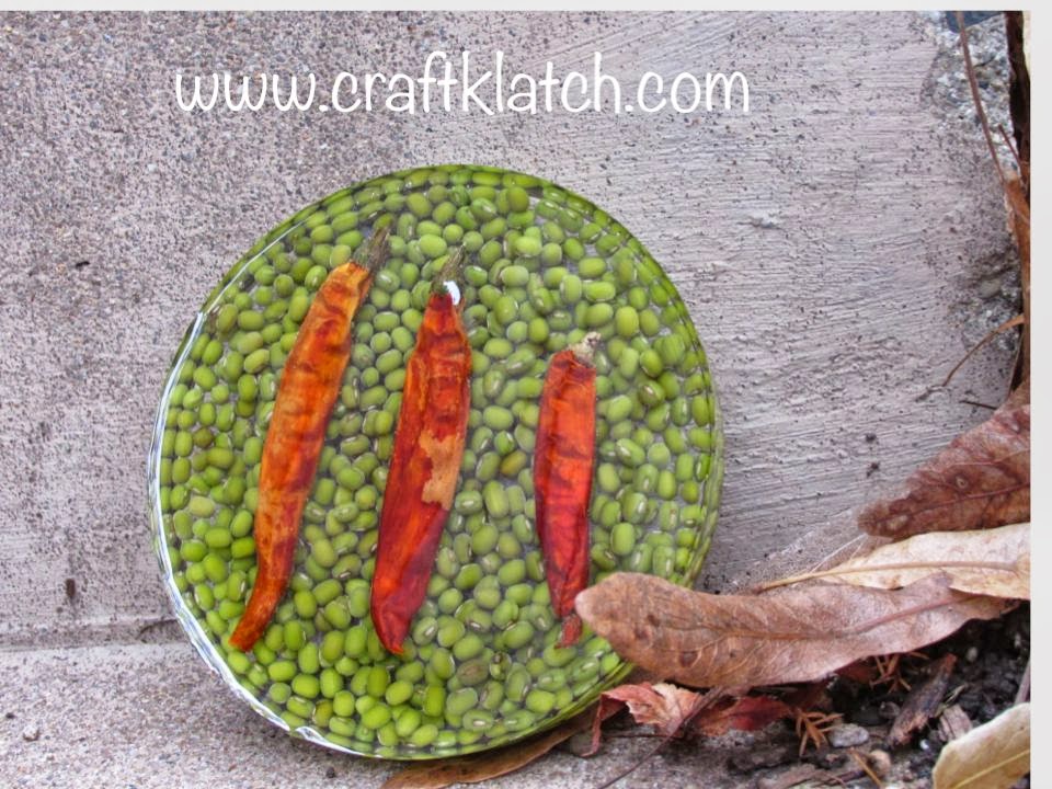 mung beans, chili peppers, craft, crafting, crafts, craft ideas, coaster, how to, howto, how to make, how to use, how to do, crafting with food, food crafts, food, craftklatch, craft klatch