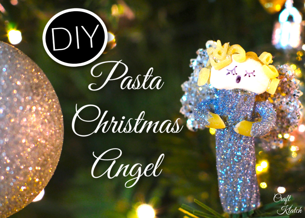 Pasta angel Christmas ornament with glitter gown DIY