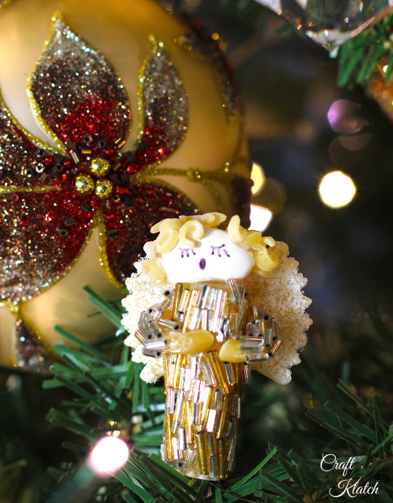 Christmas angel noodle crafts finished silver and gold angel in tree