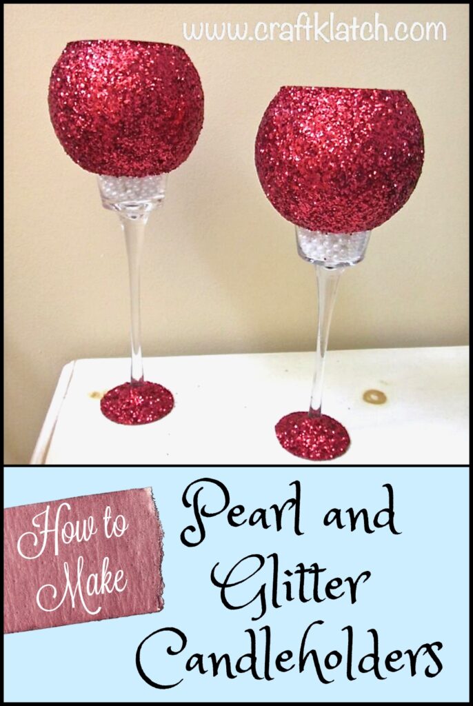 Glitter and pearl glass candle holder diy pinterest pin