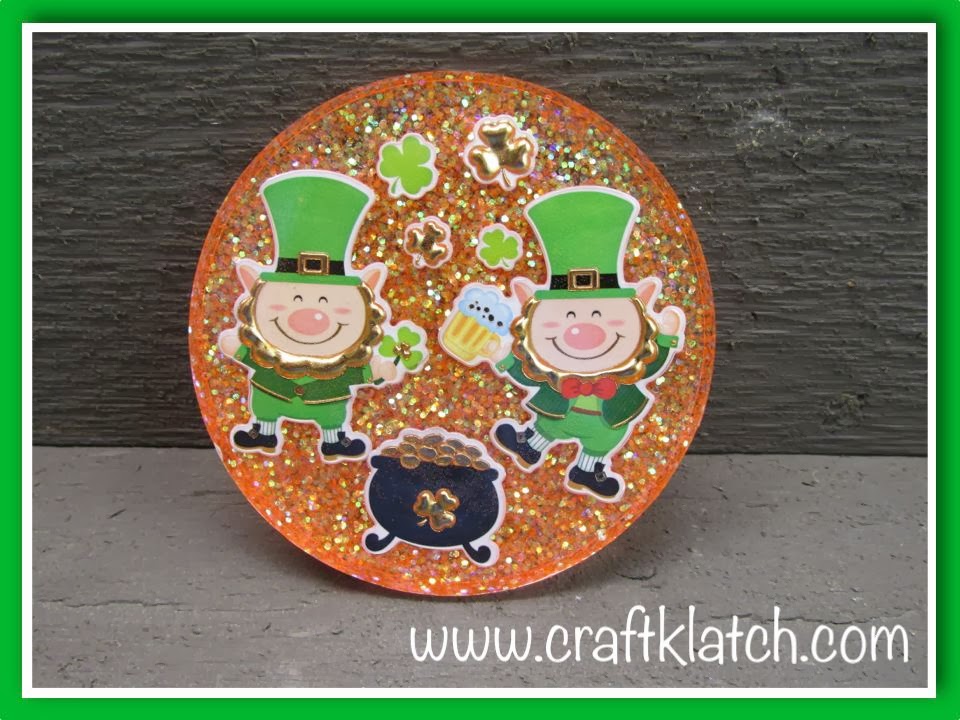 Orange and green leprechaun coaster for St. Patrick's Day