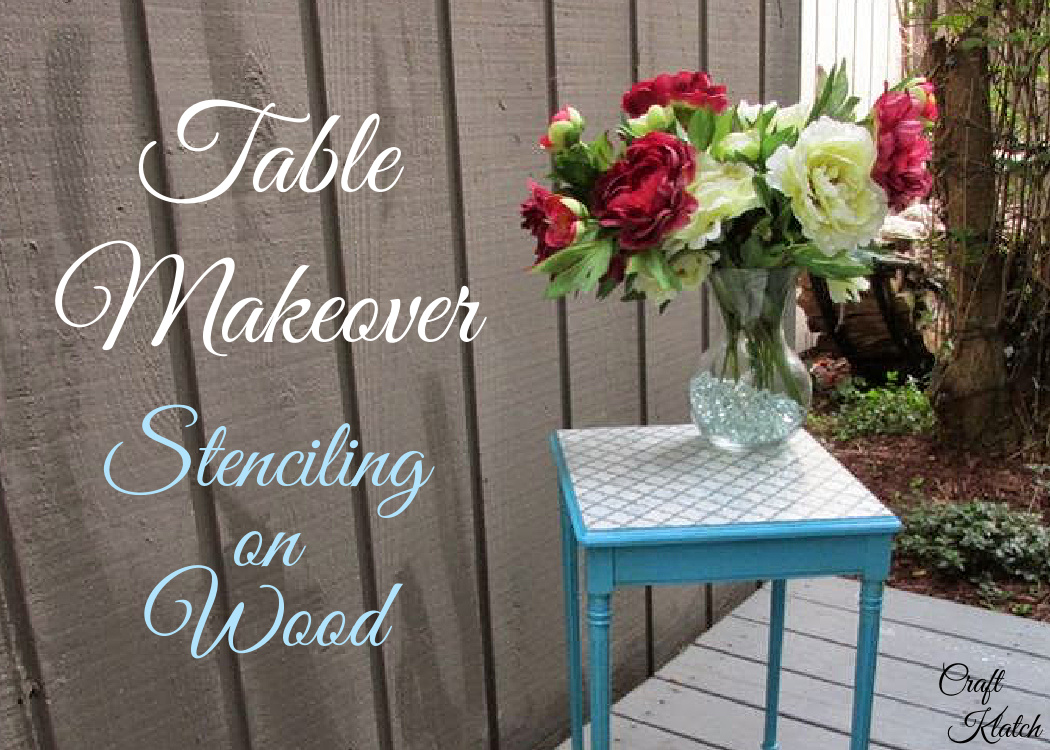 Table makeover stenciling on wood after makeover