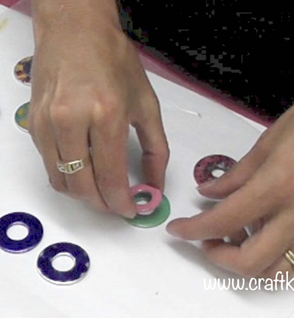 Stack nail polish painted washer for necklace