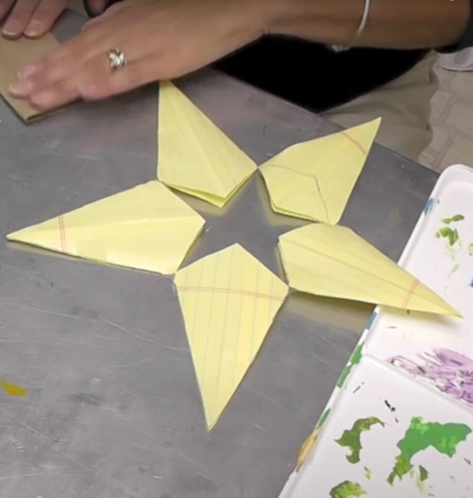 Yellow template for the Step by step diy Christmas star