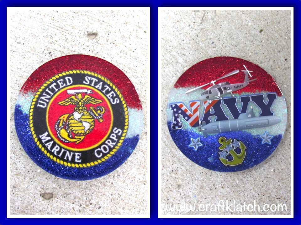 Military coasters Navy and Marines red white and blue