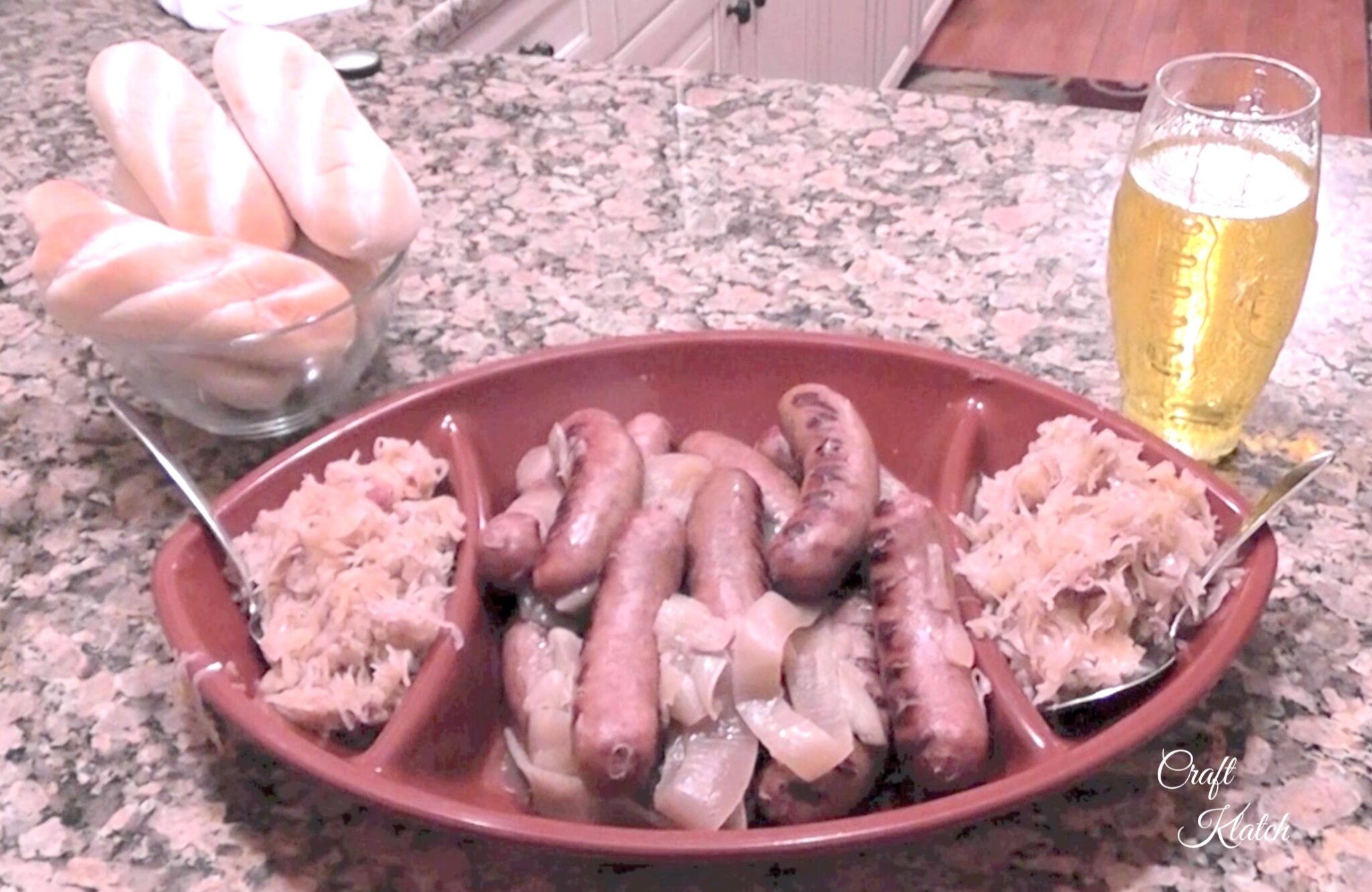 Beer Brats & Sauerkraut! Super Bowl Recipe with Video! Craft Klatch