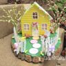 Resin Easter bunny house craft