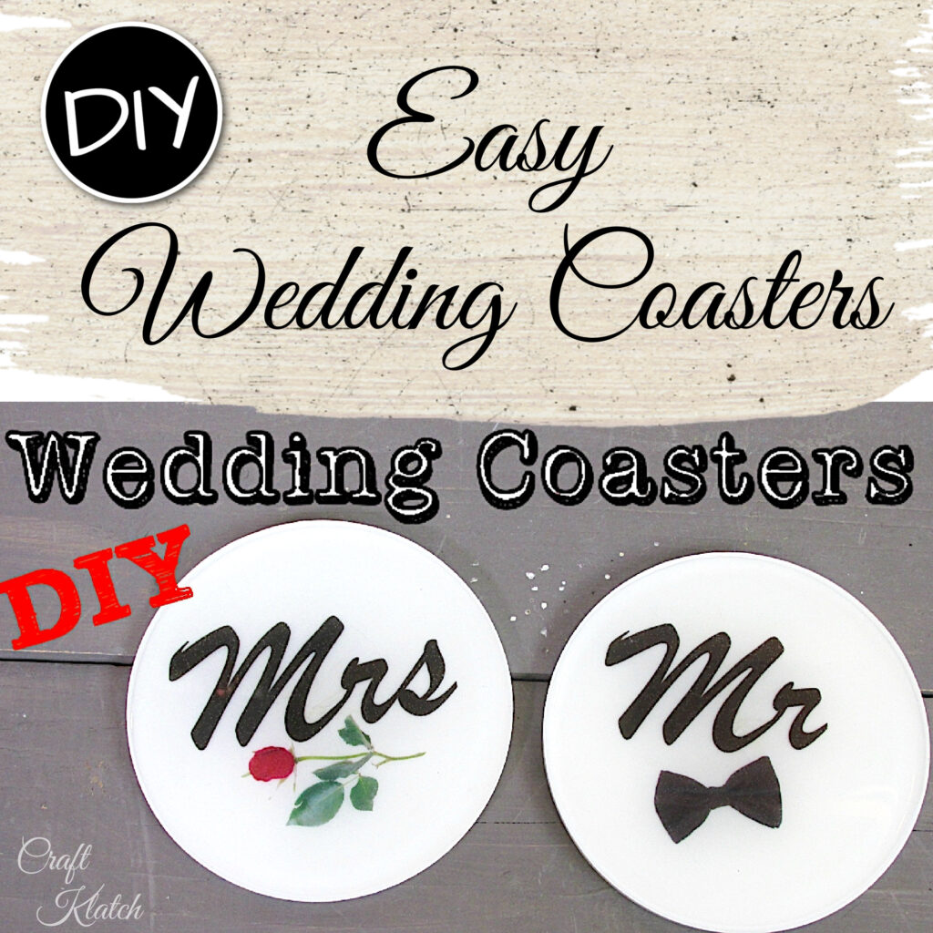 Black and white Mr and Mrs wedding coasters DIY
