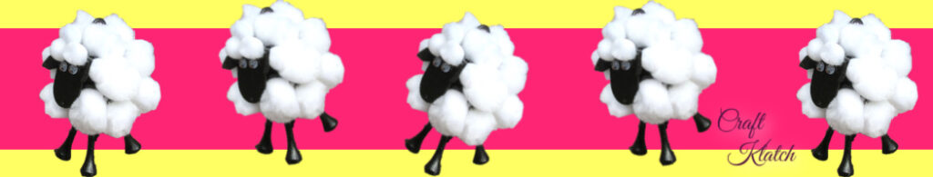 five sheep with pink and yellow background