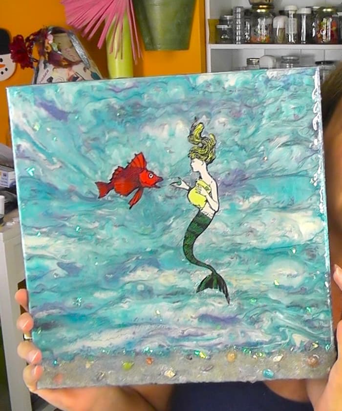 Finished mermaid resin art piece