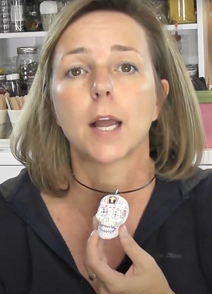 Finished sugar skull day of the dead necklace