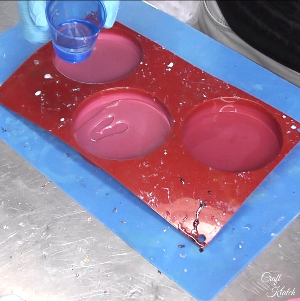 Pour resin into coaster mold