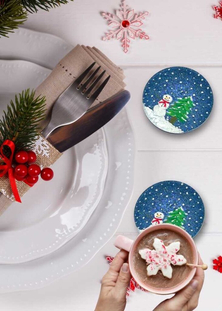 Easy Snowman Coaster How to Paint on Resin