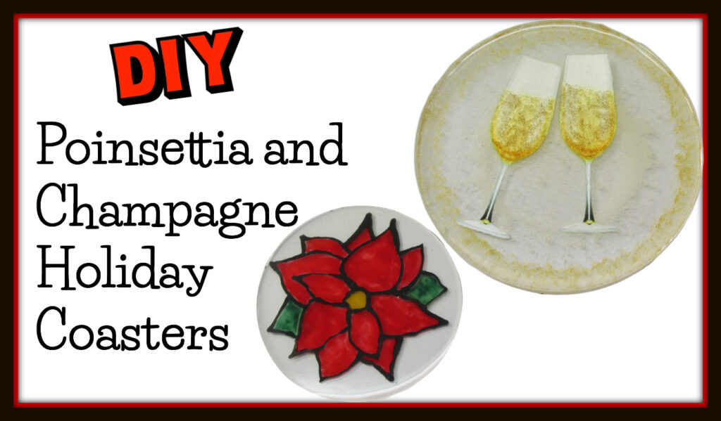 Christmas poinsettia and New Years Eve champagne cocktail coasters