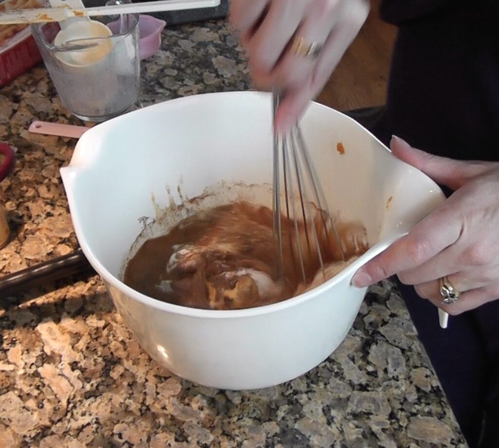 Pumpkin pie - Mixing pumpkin pie ingredients in bowl