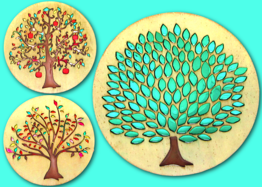 wood with resin tree coasters