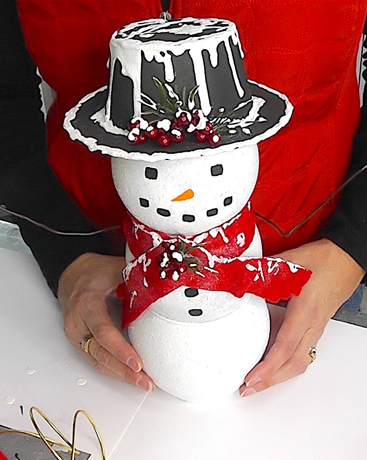 Finished dollar tree snowman with lights