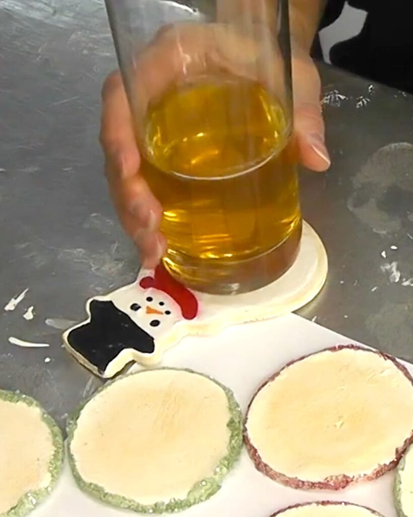 Glass on snowman sugar cookie Christmas craft
