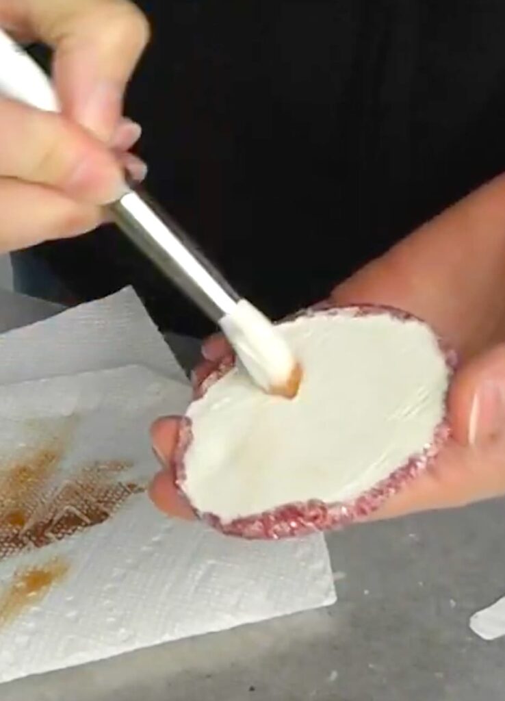 Painting brown baking marks on the easy sugar cookie
