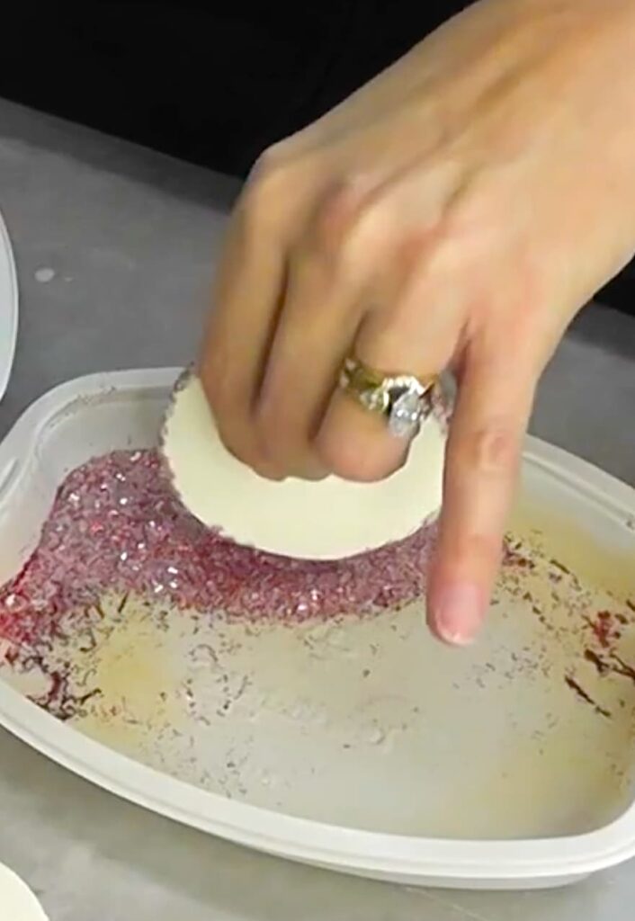 Using glitter as edging on the easy sugar cookies