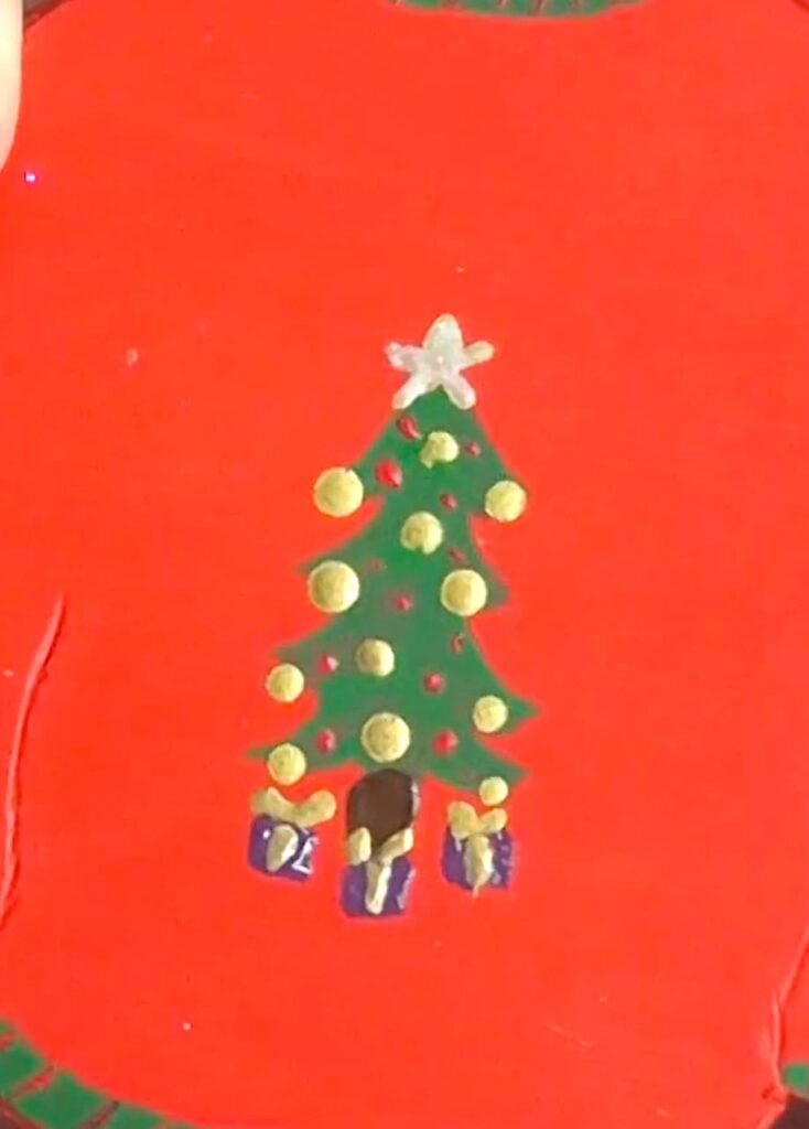 Painted Christmas tree close up