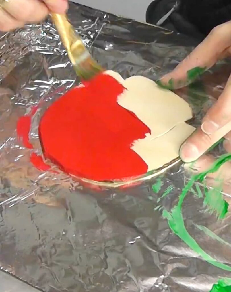 Painting wood ugly Christmas sweater red