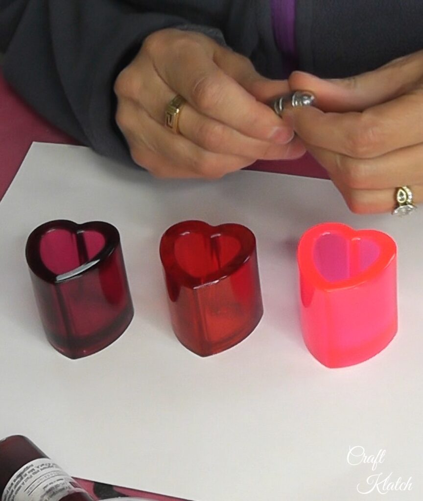 Add led light to resin hearts