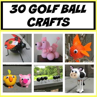 30 Golf ball crafts  with a ladybug, pink poodle, goldfish, pig and chick, ants and cow
