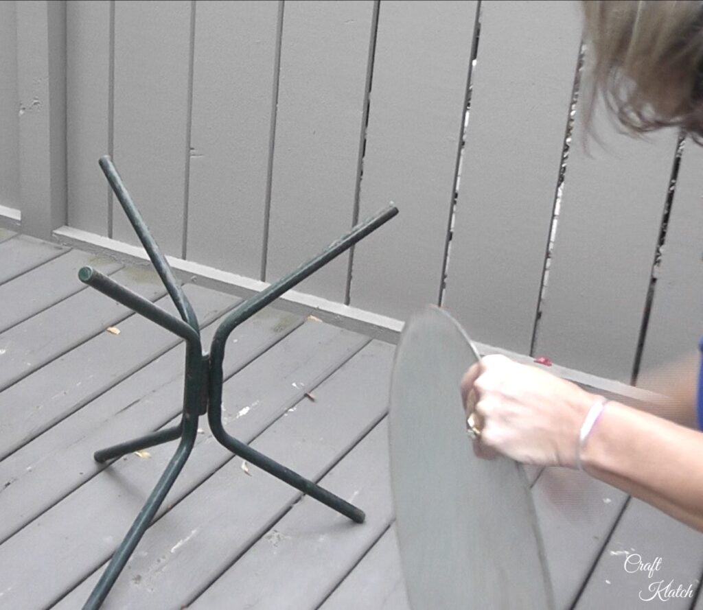 Take table apart by removing glass top for the table makeover