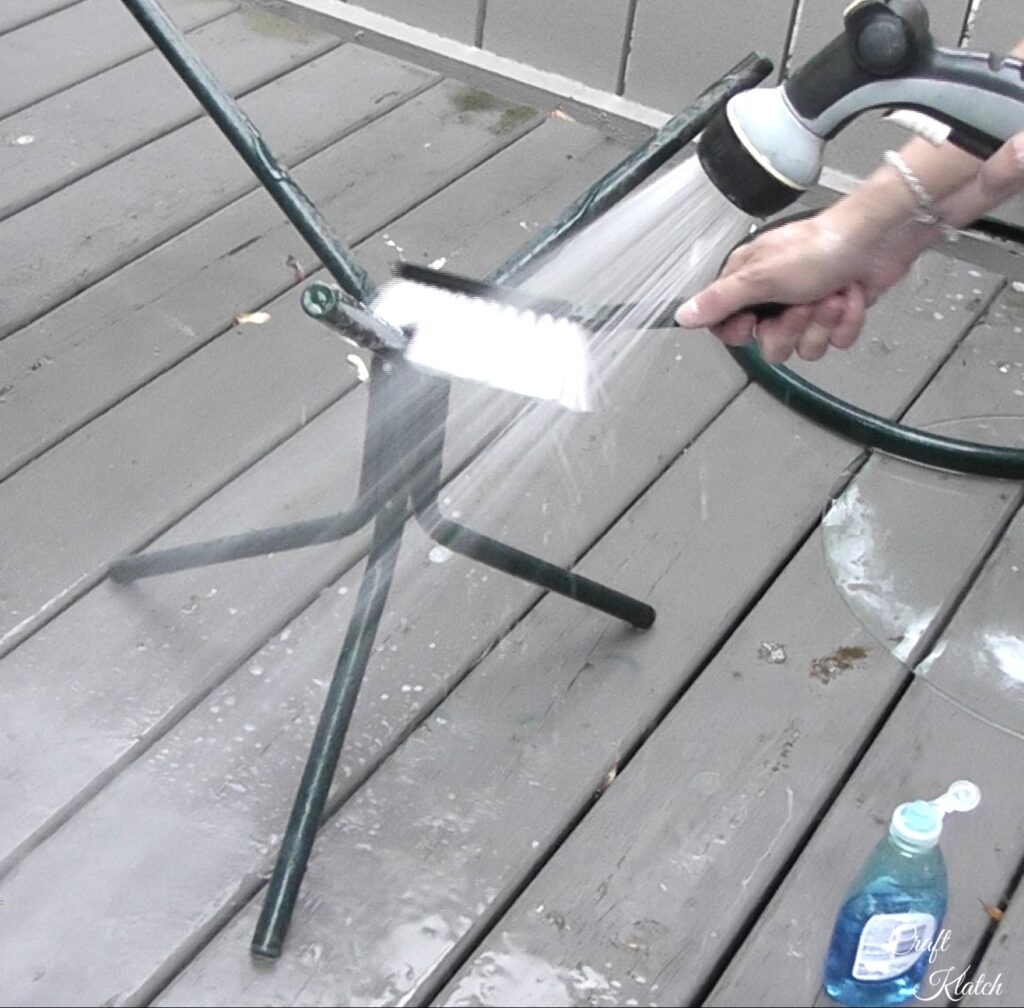 Clean table with soap and water