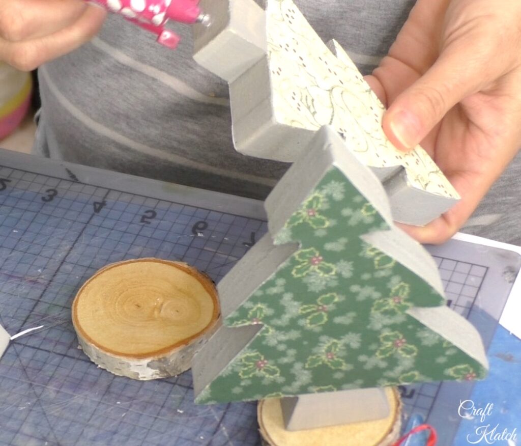 Add glue to bottom of wood Christmas Tree