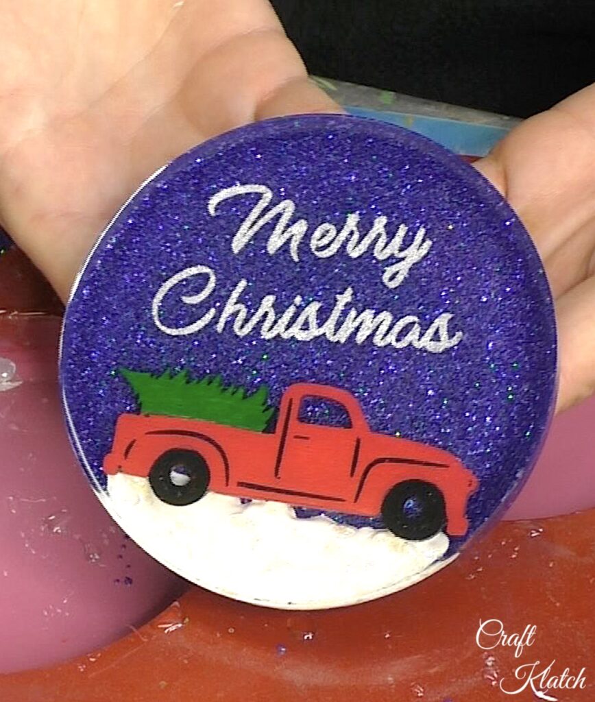 Finished red truck Christmas decoration coaster